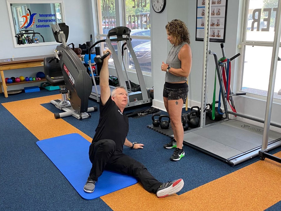 Paul Britt demonstrates a kettlebell get-up